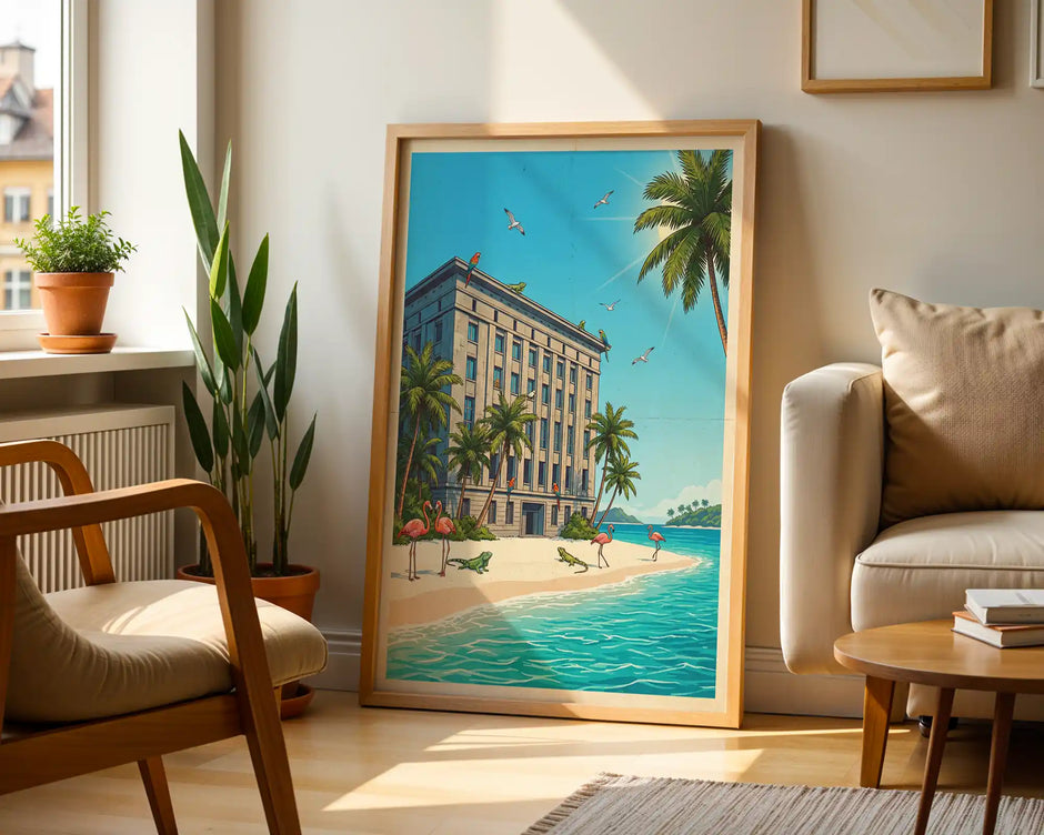 Berlin Berghain Fantasy Beach Poster – Tropical Bahamas Vibes